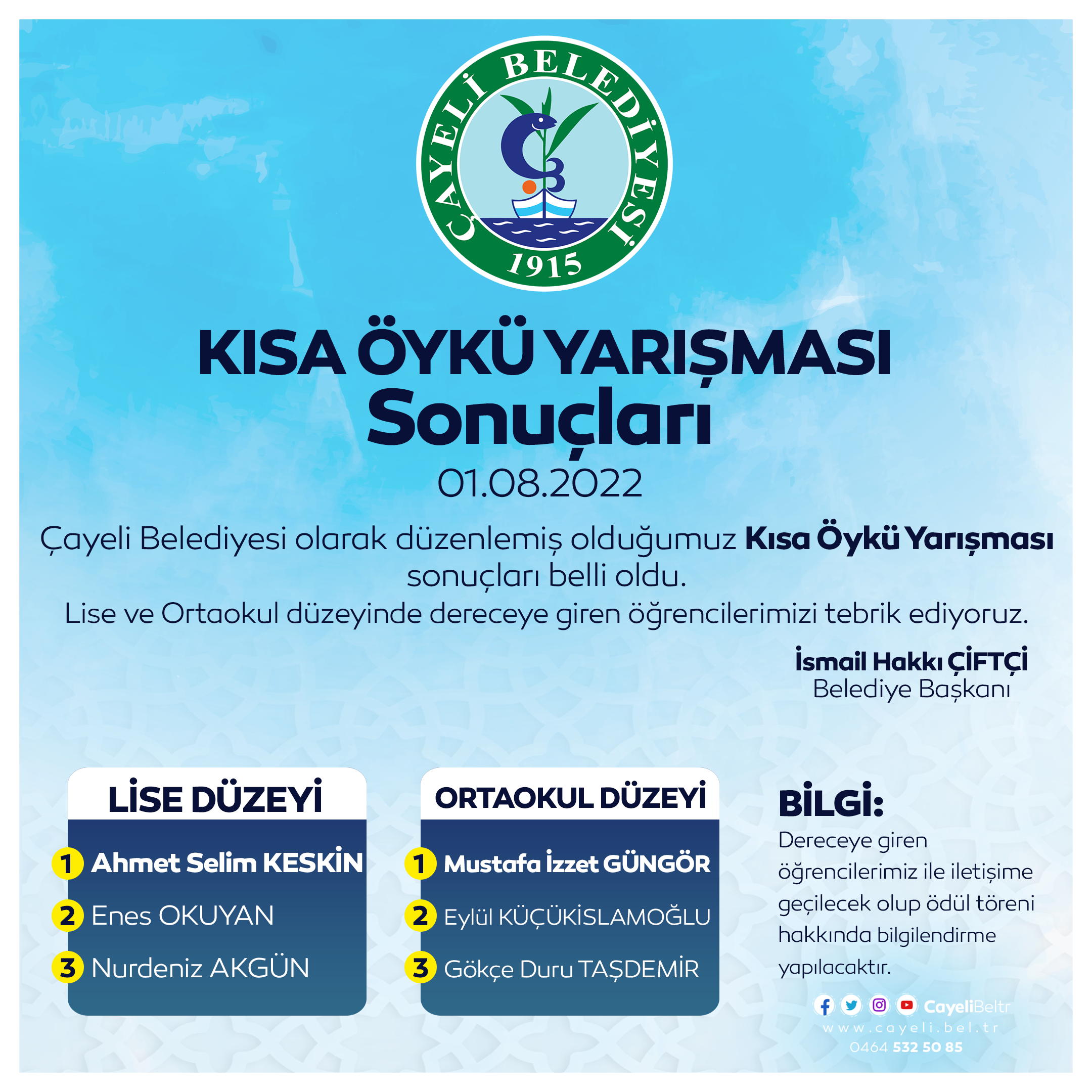KISA ÖYKÜ YARIŞMASI SONUÇLARI AÇIKLANDI