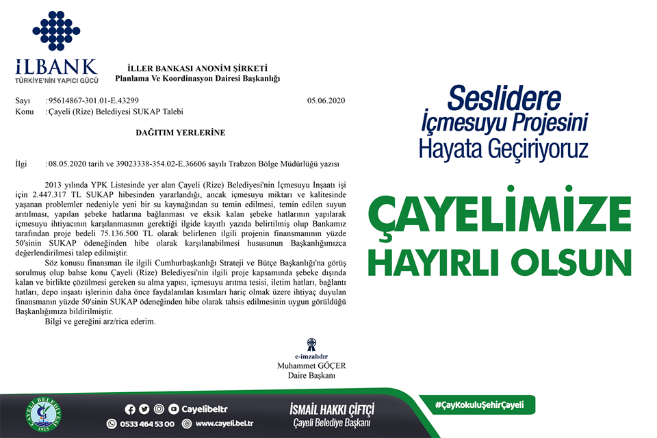 BAŞKANIMIZ İÇME SUYU PROJESİ İLE İLGİLİ AÇIKLAMADA BULUNDU