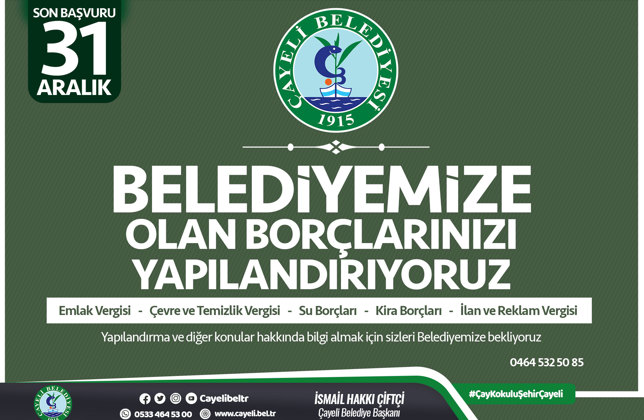 Çayeli Belediye Başkan İsmail Hakkı Çiftçi Vatandaşlarına Uyarıda Bulundu
